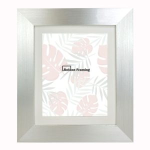 9"x7" Wide Flat Brushed Silver Frame with Mount from Our Gallery Range