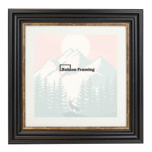 40x40cm Contemporary Black and Gold Picture Frame With Mount From Our Manor Range