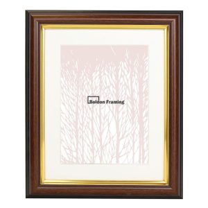 12"x10" Walnut Picture Frame With Beautiful, Sleek Soft Gold Line With Mount from our Heritage Range