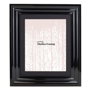 60x60cm Black Gloss Picture Frame, A Beautiful Frame With Mount From Our  Modern Stepped Venice Range