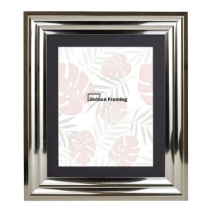 60x50cm Chrome Gloss Picture Frame, A Beautiful Frame With Mount From Our  Modern Stepped Venice Range