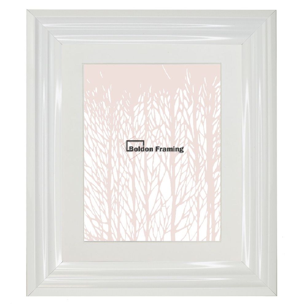 60x50cm White Gloss Picture Frame, A Beautiful Frame With Mount From