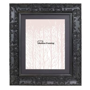 60x60cm Ornate Pitch Black Picture Frame With Mount From Our Muse Range