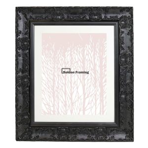 60x80cm Ornate Pitch Black Picture Frame With Mount From Our Muse Range