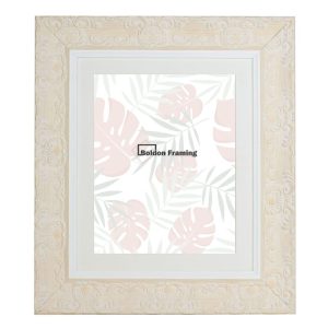 60x80cm Ornate Antique Cream Picture Frame With Mount From Our Muse Range