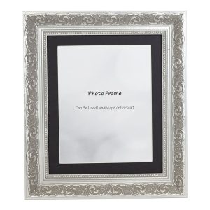 60x50cm Ornate Silver Frame with Mount, Decorative Carved Silver Effect from our Dahlia Range