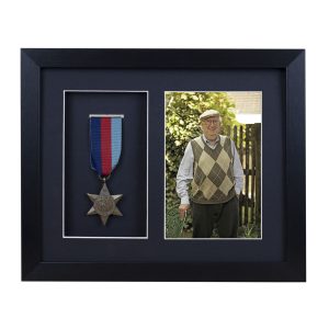Black Medal Box Frame With 6x4 inch Photo For War, For Military/Sports Medal