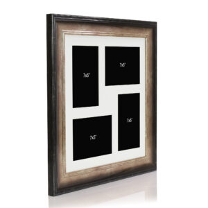 Black and Gold Multi Aperture Picture Photo Frame, Fits 4 7x5" Images, Perfect Collage Multi Opening Display Frame