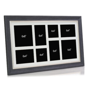 Dark Grey Multi Aperture Picture Photo Frame, Fits 8 Mixed Size Images, Perfect Collage Multi Opening Display Frame