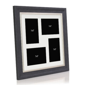 Dark Grey Multi Aperture Picture Photo Frame, Fits 4 7x5" Images, Perfect Collage Multi Opening Display Frame