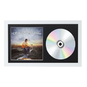 White CD Frame For Cover and Disc with Black Mount