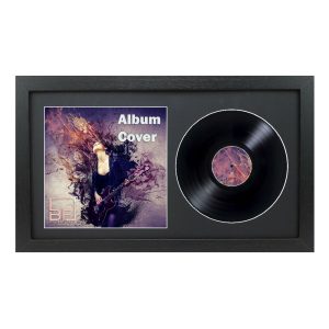 Black 7 Inch Vinyl Record and Album Cover Display Frame with Black or White Mount