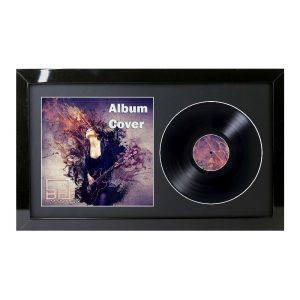 Black Gloss 7 Inch Vinyl Record and Album Cover Display Frame with Black or White Mount