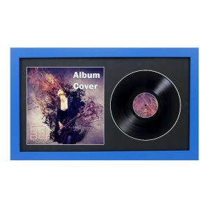 Blue 7 Inch Vinyl Record and Album Cover Display Frame with Black or White Mount