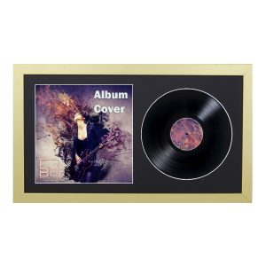 Gold 7 Inch Vinyl Record and Album Cover Display Frame with Black or White Mount