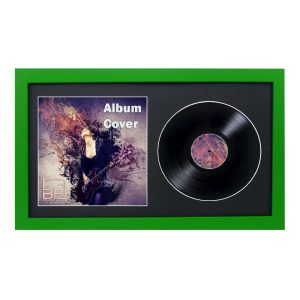 Green 7 Inch Vinyl Record and Album Cover Display Frame with Black or White Mount