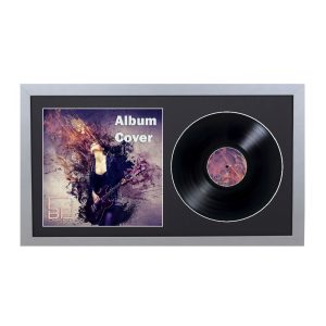 Silver 7 Inch Vinyl Record and Album Cover Display Frame with Black or White Mount