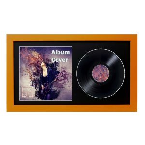 Orange 7 Inch Vinyl Record and Album Cover Display Frame with Black or White Mount