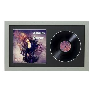 Grey 7 Inch Vinyl Record and Album Cover Display Frame with Black or White Mount