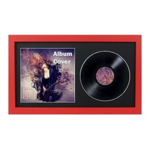 Red 7 Inch Vinyl Record and Album Cover Display Frame with Black or White Mount