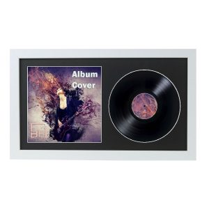 White 7 Inch Vinyl Record and Album Cover Display Frame with Black or White Mount