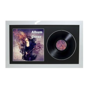 White Gloss 7 Inch Vinyl Record and Album Cover Display Frame with Black or White Mount