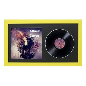 Yellow 7 Inch Vinyl Record and Album Cover Display Frame with Black or White Mount