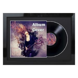 Black Gloss 12" Vinyl Record and Sleeve Overlap Display Frame with Black or White Mount