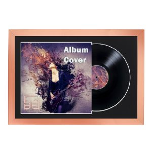 Gold 12" Vinyl Record and Sleeve Overlap Display Frame with Black or White Mount