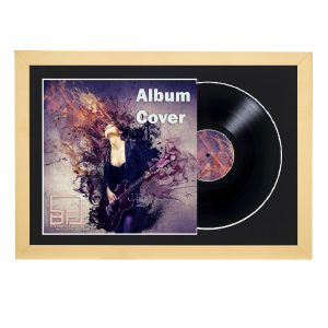 Gold 12" Vinyl Record and Sleeve Overlap Display Frame with Black or White Mount