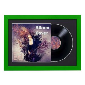 Green 12" Vinyl Record and Sleeve Overlap Display Frame with Black or White Mount