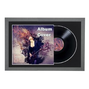 Pewter 12" Vinyl Record and Sleeve Overlap Display Frame with Black or White Mount