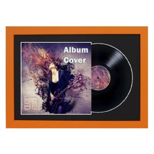 Orange 12" Vinyl Record and Sleeve Overlap Display Frame with Black or White Mount