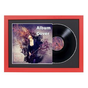Red 12" Vinyl Record and Sleeve Overlap Display Frame with Black or White Mount