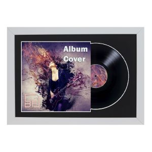 White Gloss 12" Vinyl Record and Sleeve Overlap Display Frame with Black or White Mount