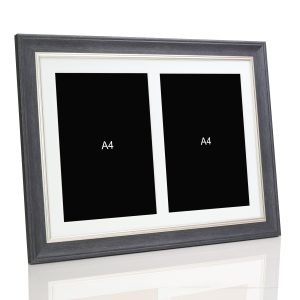 Dark Grey Multi Aperture Picture Photo Frame, Fits 2 A4 Images, Perfect Collage Multi Opening Display Frame