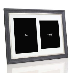 Dark Grey Multi Aperture Picture Photo Frame, Fits A4 and 10x8" Images, Perfect Collage Multi Opening Display Frame