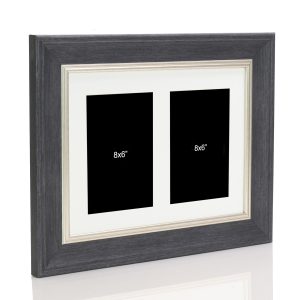 Dark Grey Multi Aperture Picture Photo Frame, Fits 2 8x6" Images, Perfect Collage Multi Opening Display Frame