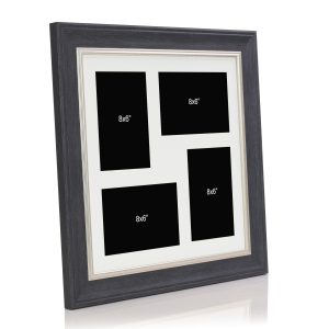 Dark Grey Multi Aperture Picture Photo Frame, Fits 4 8x6" Images, Perfect Collage Multi Opening Display Frame