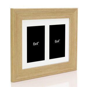 Oak Effect Multi Aperture Picture Photo Frame, Fits 2 6x4" Images, Perfect Collage Multi Opening Display Frame