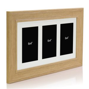 Oak Effect Multi Aperture Picture Photo Frame, Fits 3 6x4" Images, Perfect Collage Multi Opening Display Frame
