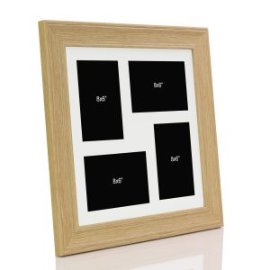 Oak Effect Multi Aperture Picture Photo Frame, Fits 4 8x6" Images, Perfect Collage Multi Opening Display Frame