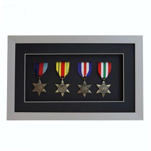 3D Grey Deep Box Medal Frame For Four Medals, War, Military and Small Sports Medals