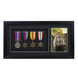 Medal 3D Deep Medal Brushed Black Box Frame With 6x4 inch Photo For Medals