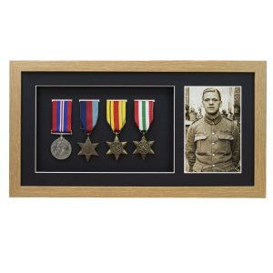 Medal 3D Deep Medal Brushed Oak Box Frame With 6x4 inch Photo For Medals