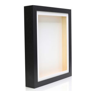 16x16" Black Solid Wood 1.5" Extra Deep  Box Picture Frame Display Memory Box With  Mount For Medals Memorabilia Flowers etc - White