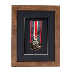 Distressed Oak Effect Court Mounted Medal Frame For 1 War, Military/Sports Medal With Black or White Mount