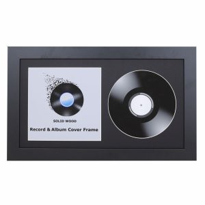 Black 12 Inch Vinyl Record and Album Cover Display Frame with Black or White Mount