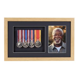 Oak Effect Court Mounted Medal Frame with 6x4" Photo For 4 War, Military and Sports Medals