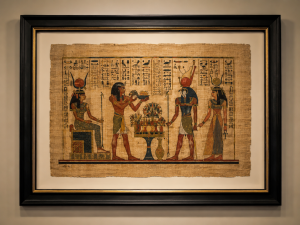 framed Egyptian papyrus